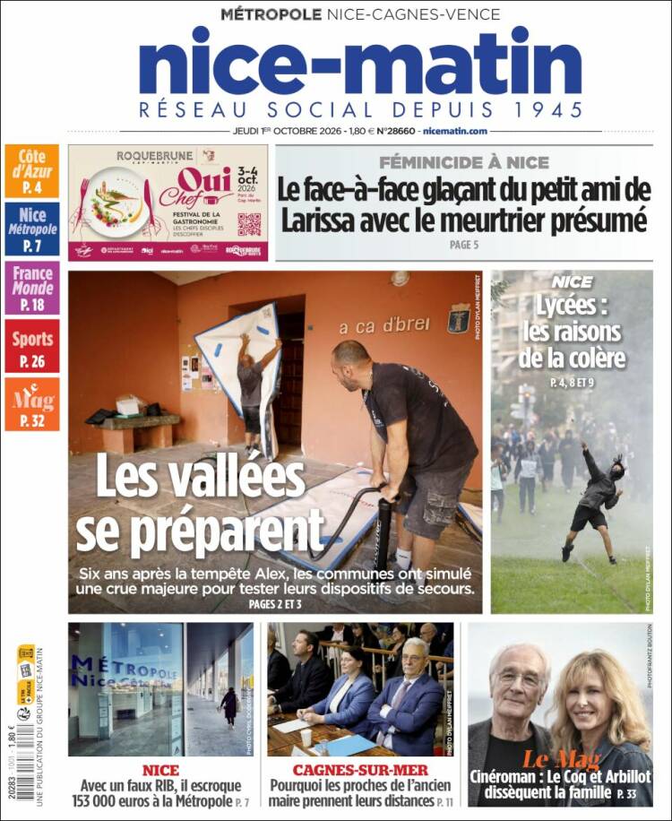Portada de Nice-Matin (Francia)
