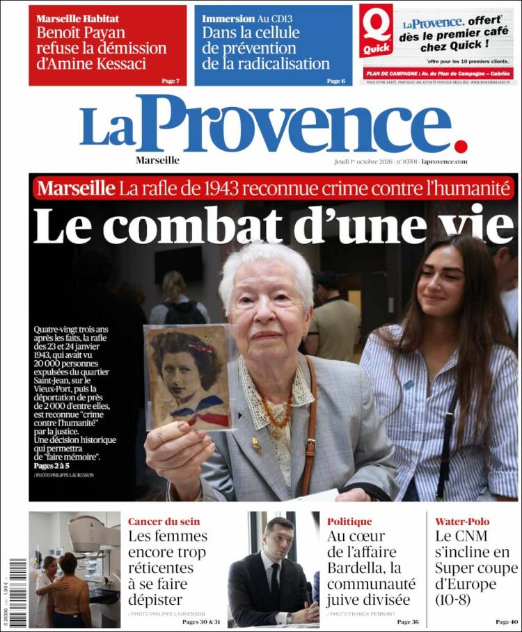 Portada de La Provence (Francia)