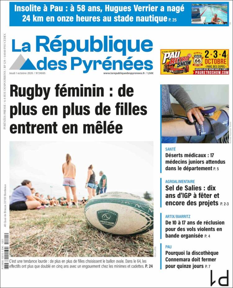 Portada de La République des Pyrénées (Francia)