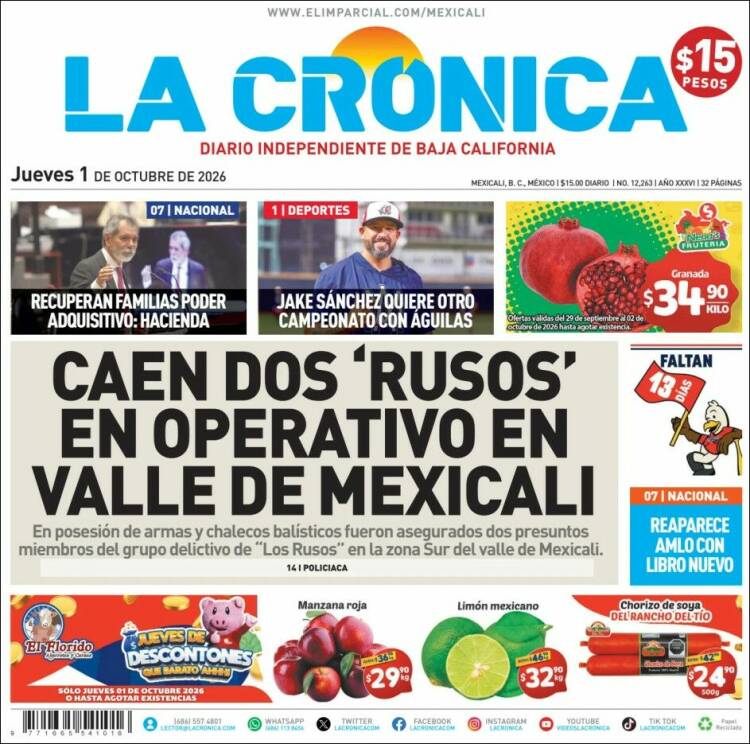 Portada de La Crónica de Baja California (M&eacute;xico)
