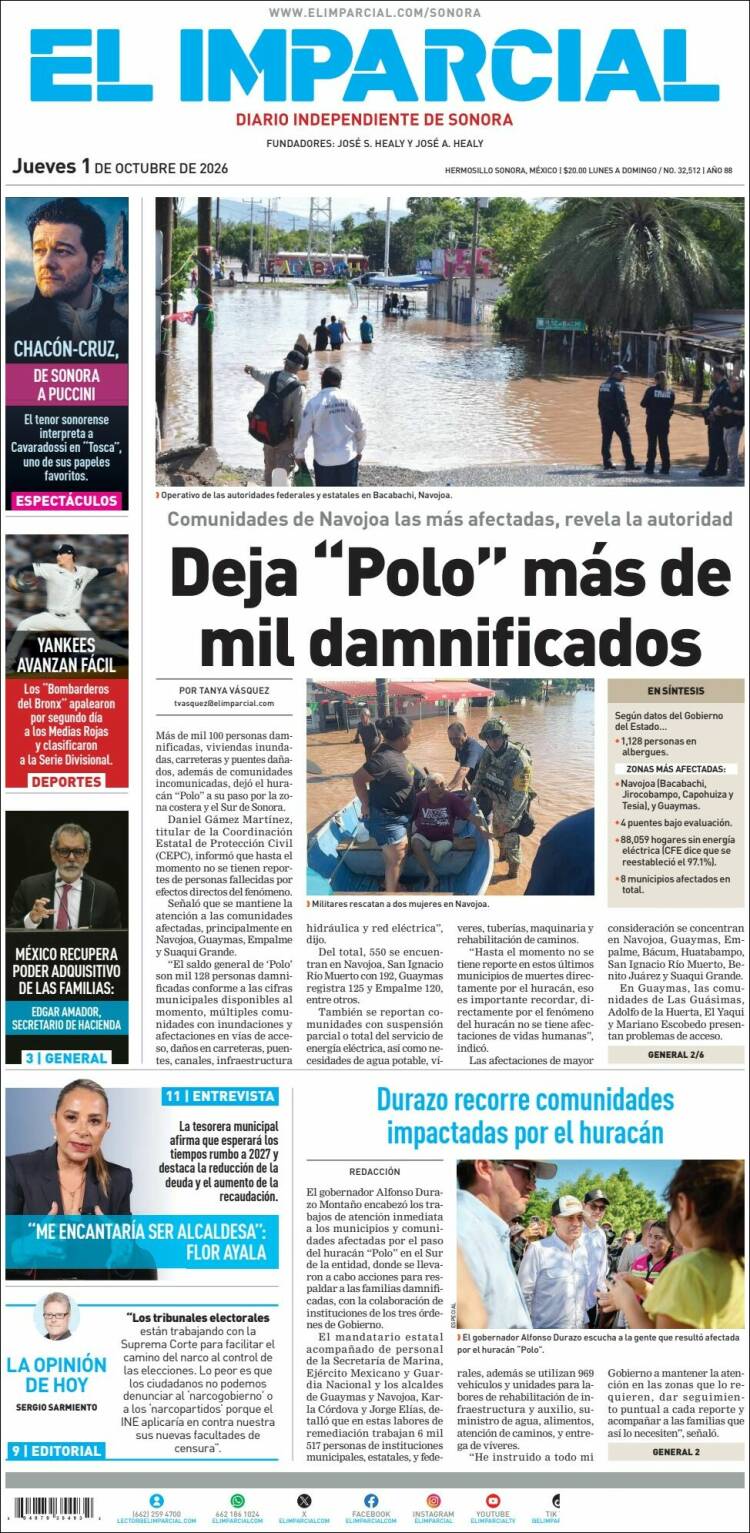 Portada de El Imparcial (M&eacute;xico)