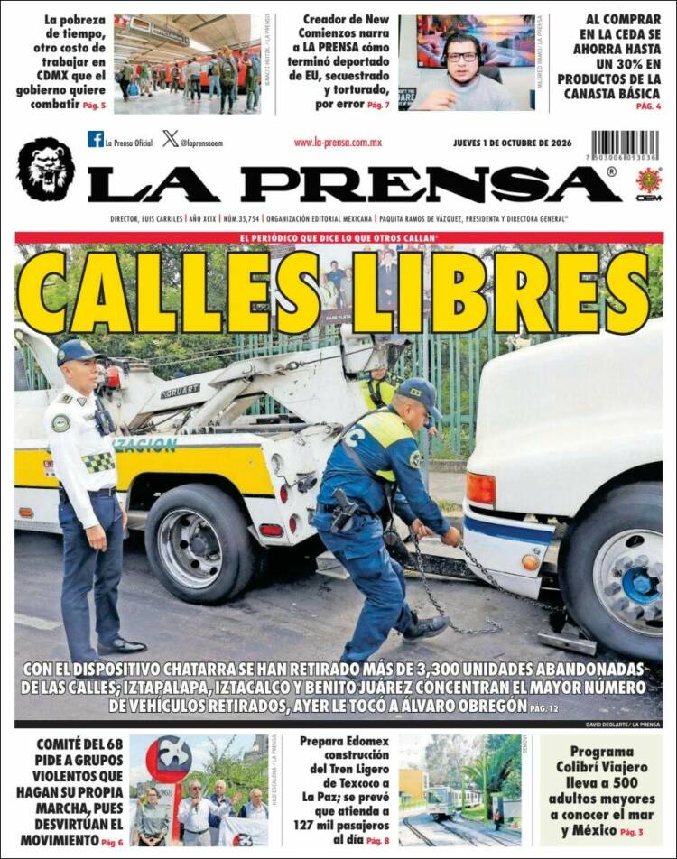 Portada de La Prensa (M&eacute;xico)