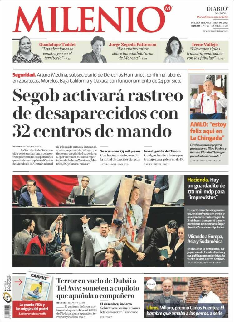Portada de Milenio (M&eacute;xico)