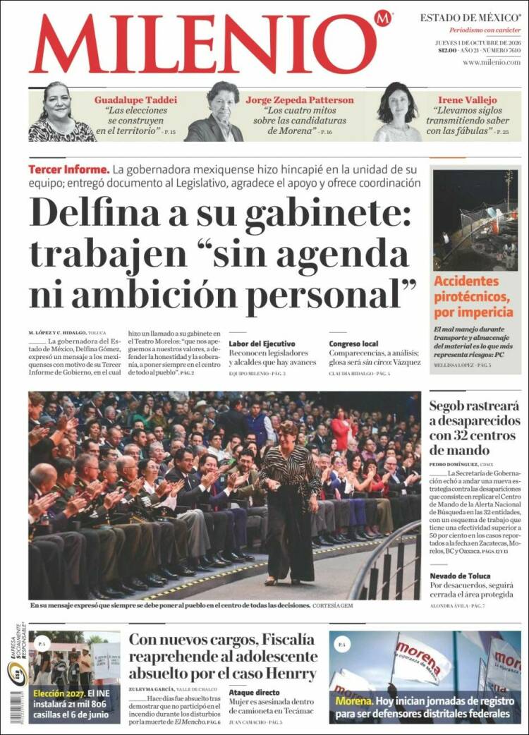 Portada de Milenio - Estado de México (M&eacute;xico)