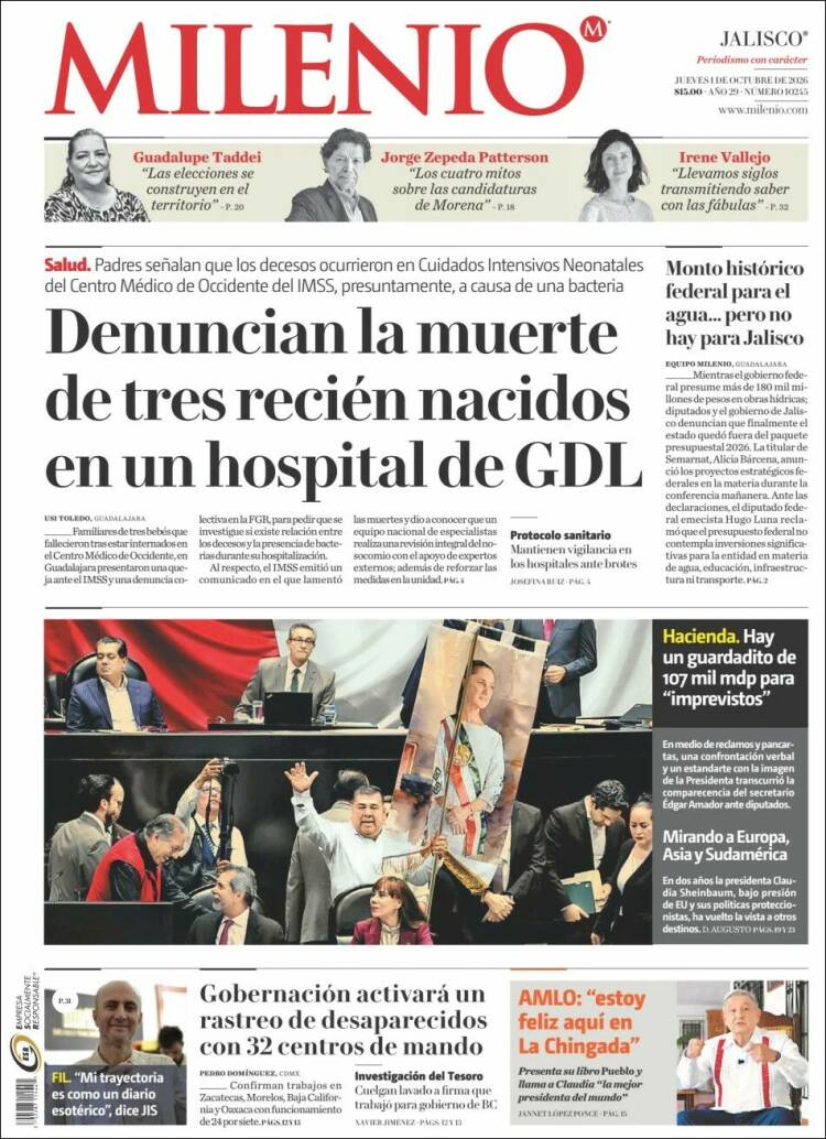 Portada de Milenio - Jalisco (M&eacute;xico)