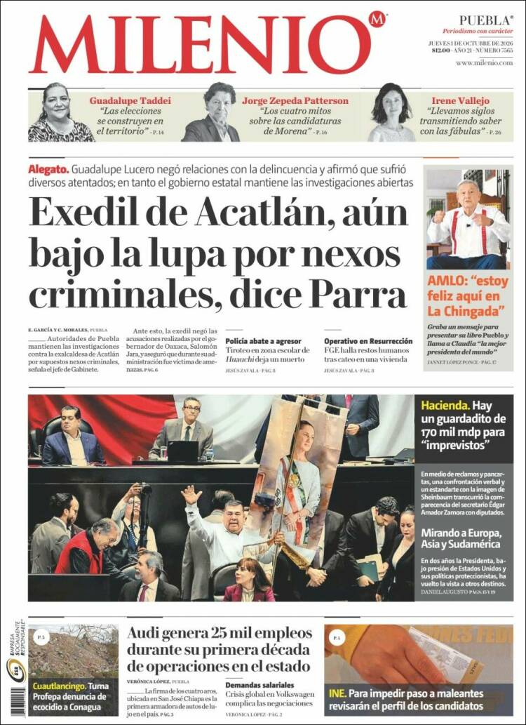 Portada de Milenio de Puebla (Mexico)