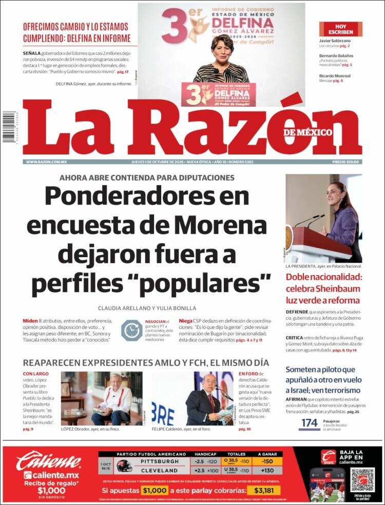 Portada de La Razón (M&eacute;xico)