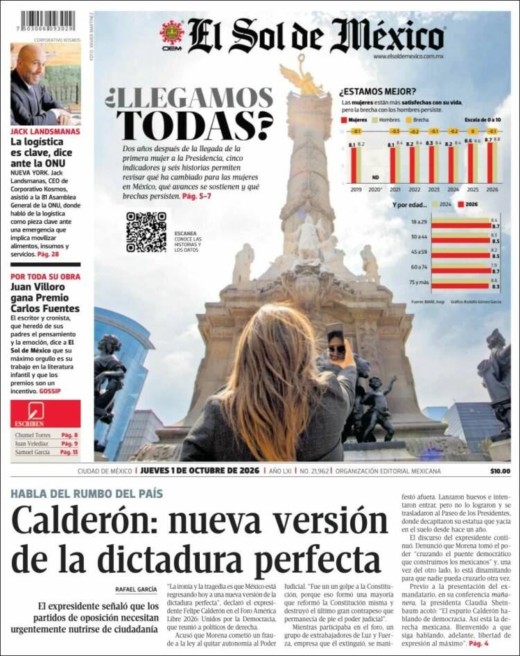 Portada de El Sol de México (M&eacute;xico)