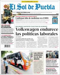 Portada de El Sol de Puebla (Mexico)