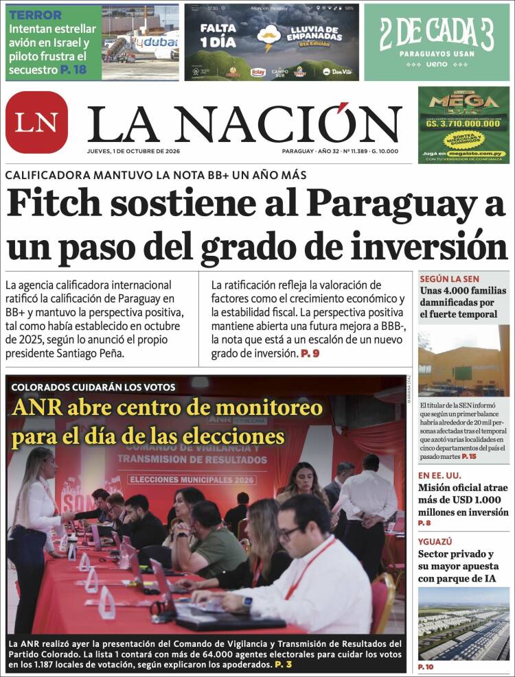 Portada de La Nación (Paraguay)