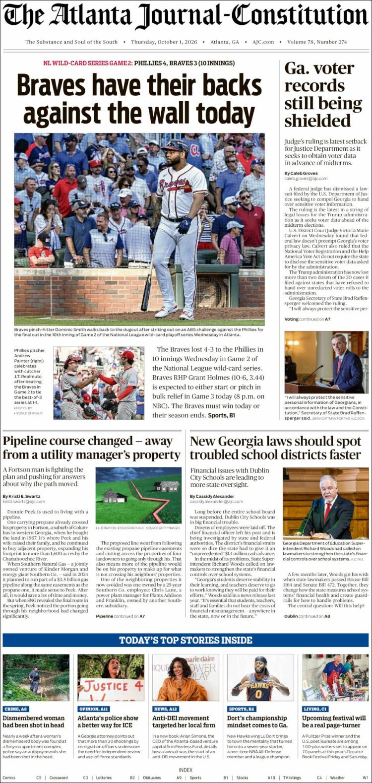 Portada de The Atlanta Journal-Constitution (USA)