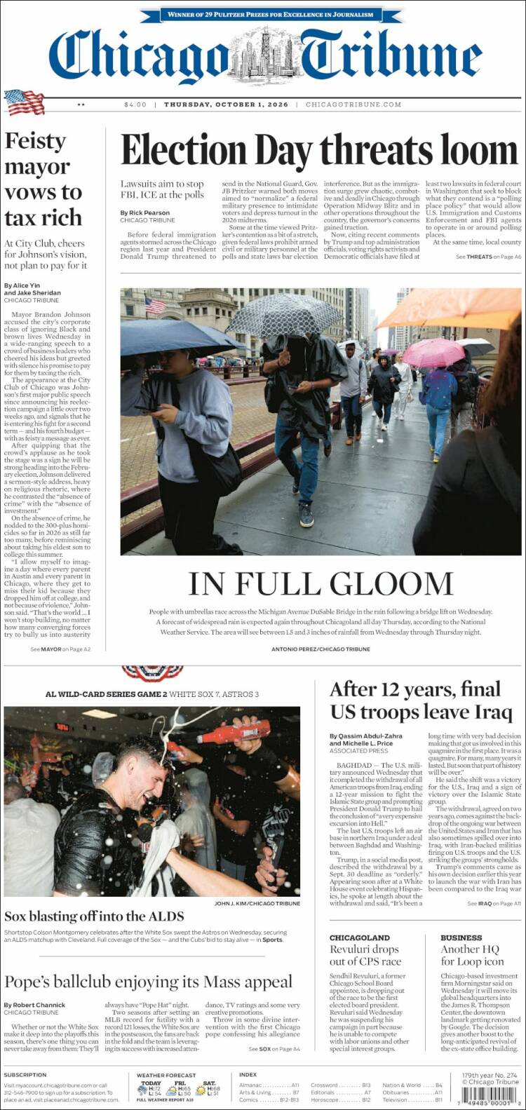 Portada de Chicago Tribune (USA)
