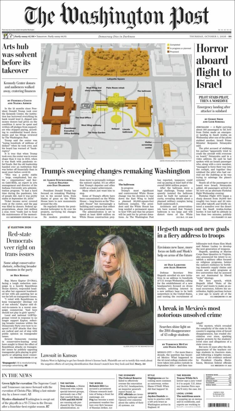Portada de The Washington Post (USA)