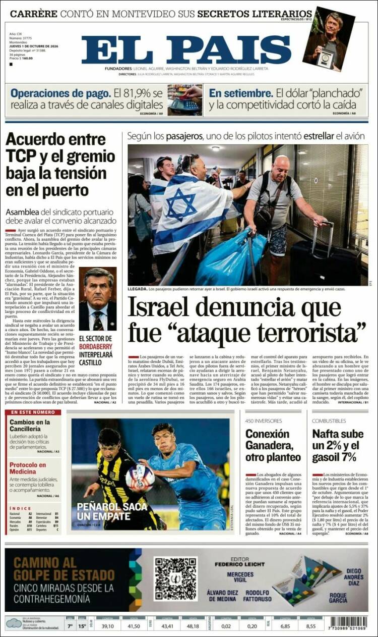 Portada de El País (Uruguay)