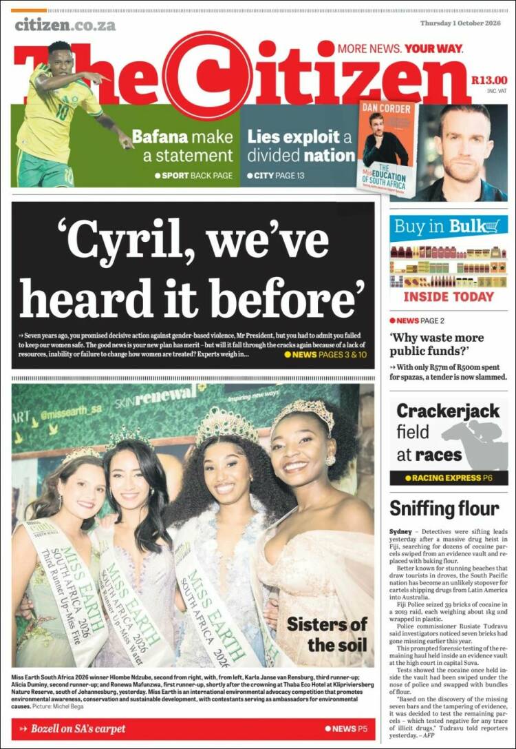 Portada de The Citizen (Sud&aacute;frica)
