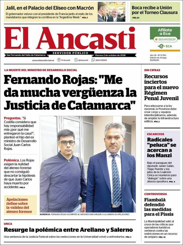 Portada de El Ancasti (Argentina)