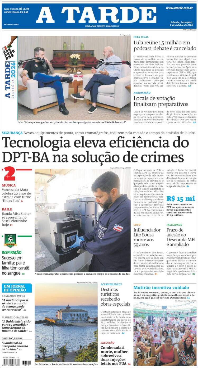 Portada de Diário A Tarde (Brasil)