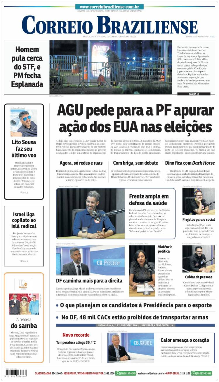 Portada de Correio Braziliense (Brasil)