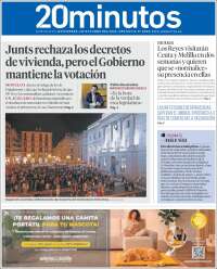 Portada de 20 Minutos - Barcelona (Espa&ntilde;a)