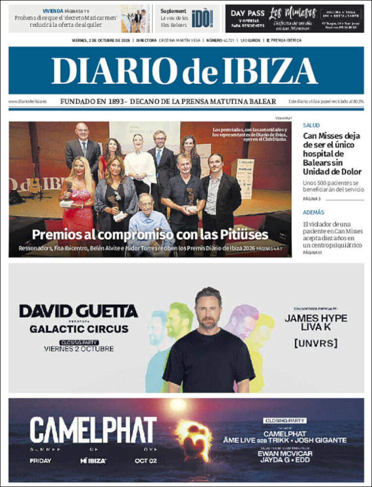Portada de Diario de Ibiza (Espa&ntilde;a)