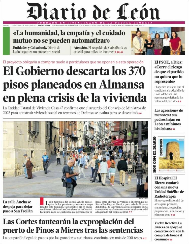 Portada de Diario de León (Espa&ntilde;a)