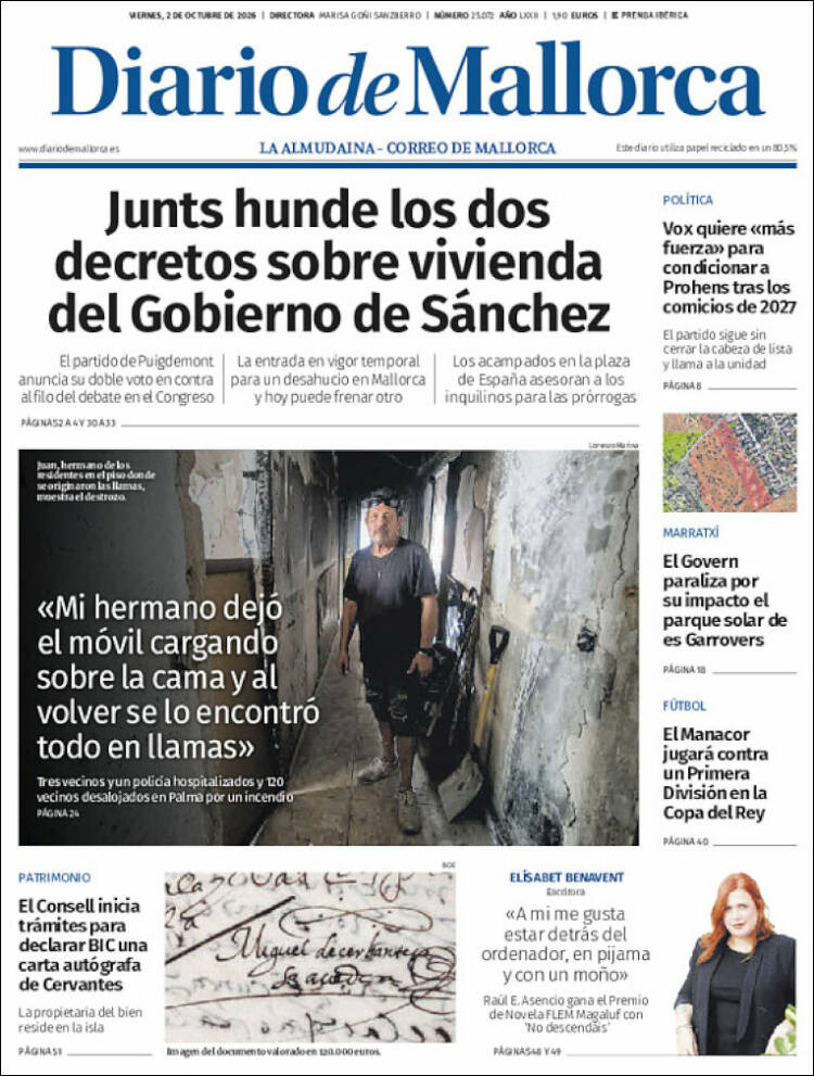 Portada de Diario de Mallorca (Espa&ntilde;a)