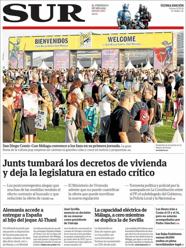Portada de Diario el Sur (Espa&ntilde;a)
