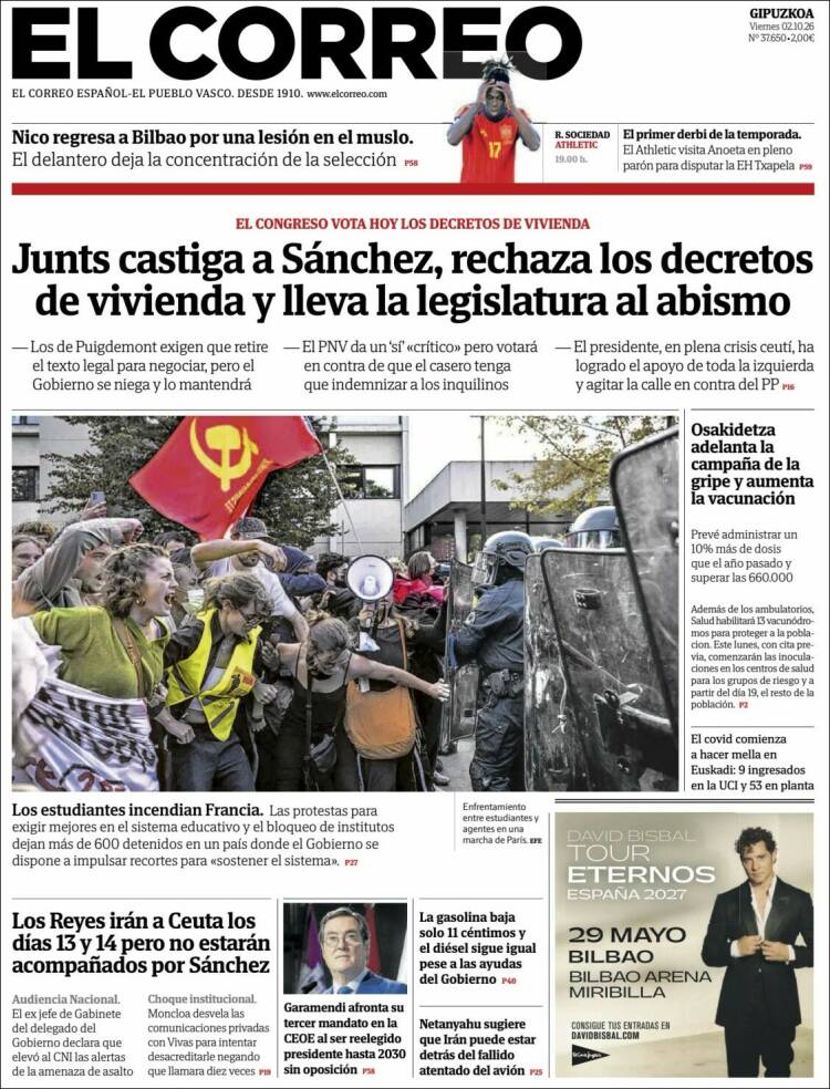 Portada de El Correo - Guipuzcoa (Espa&ntilde;a)