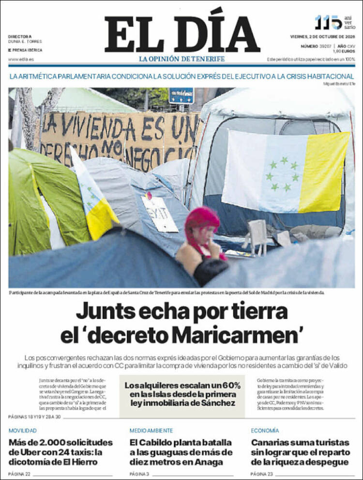 Portada de El Día (Espa&ntilde;a)