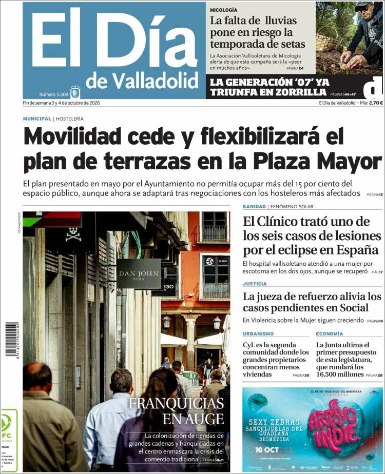 Portada de El Día de Valladolid (Espa&ntilde;a)