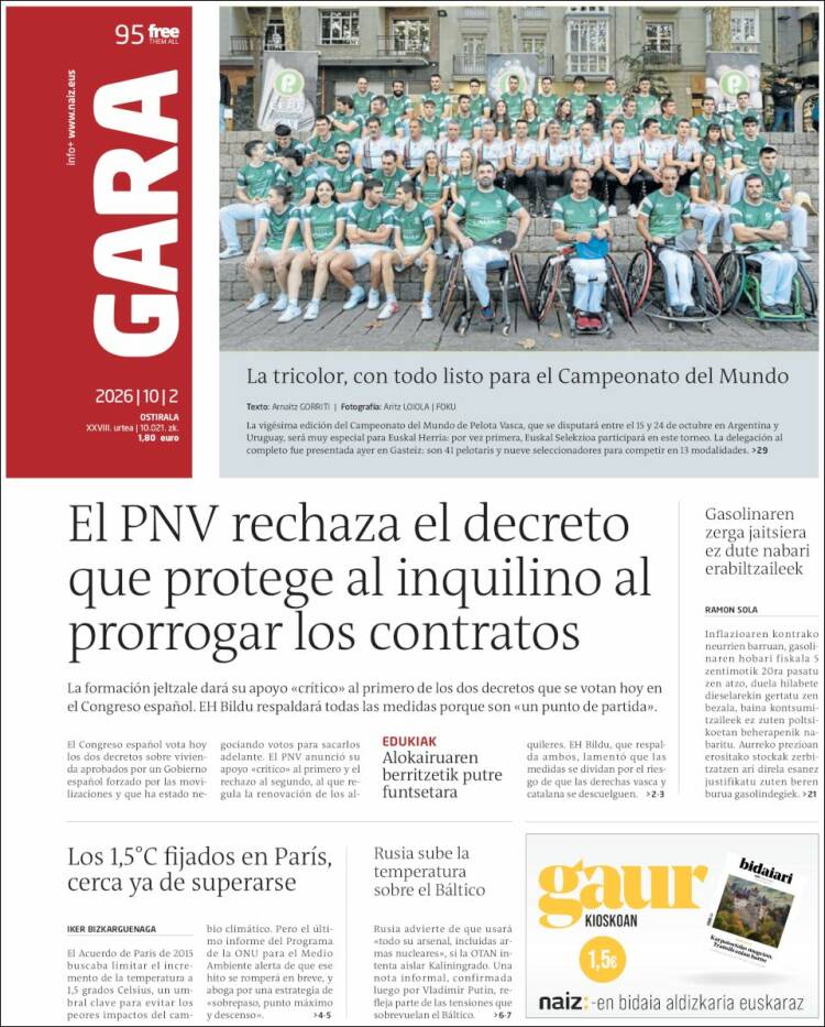 Portada de Gara (Espa&ntilde;a)
