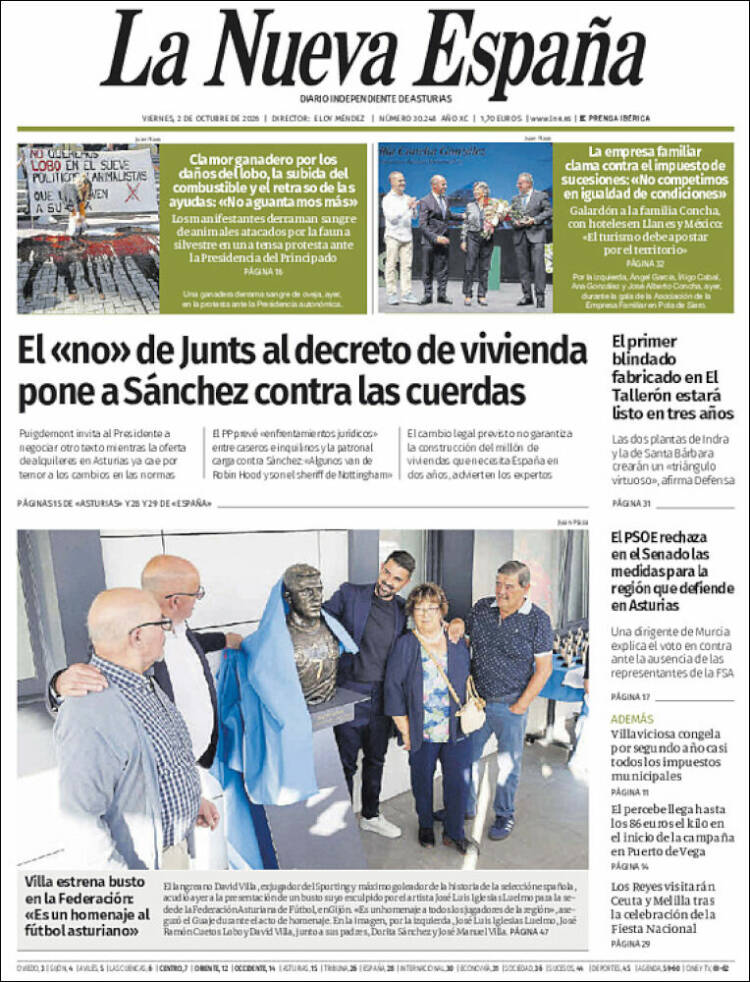 Portada de La Nueva España (Espa&ntilde;a)