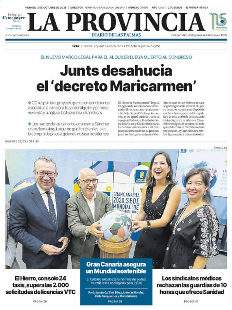 Portada de La Provincia (Espa&ntilde;a)