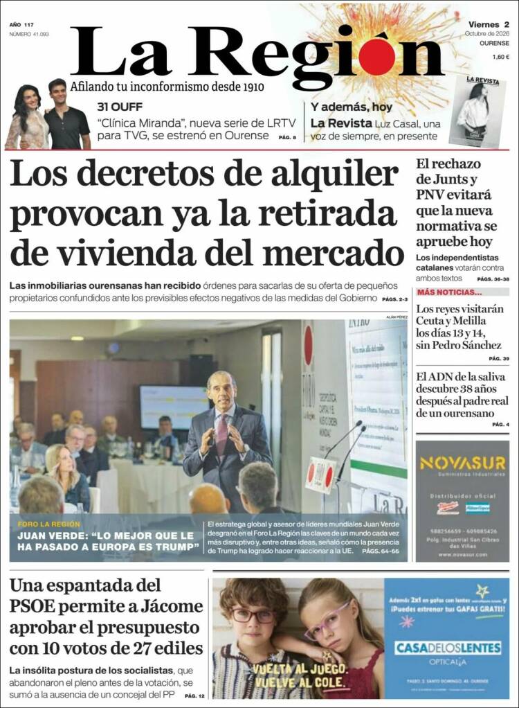 Portada de La Región de Ourense (Espa&ntilde;a)