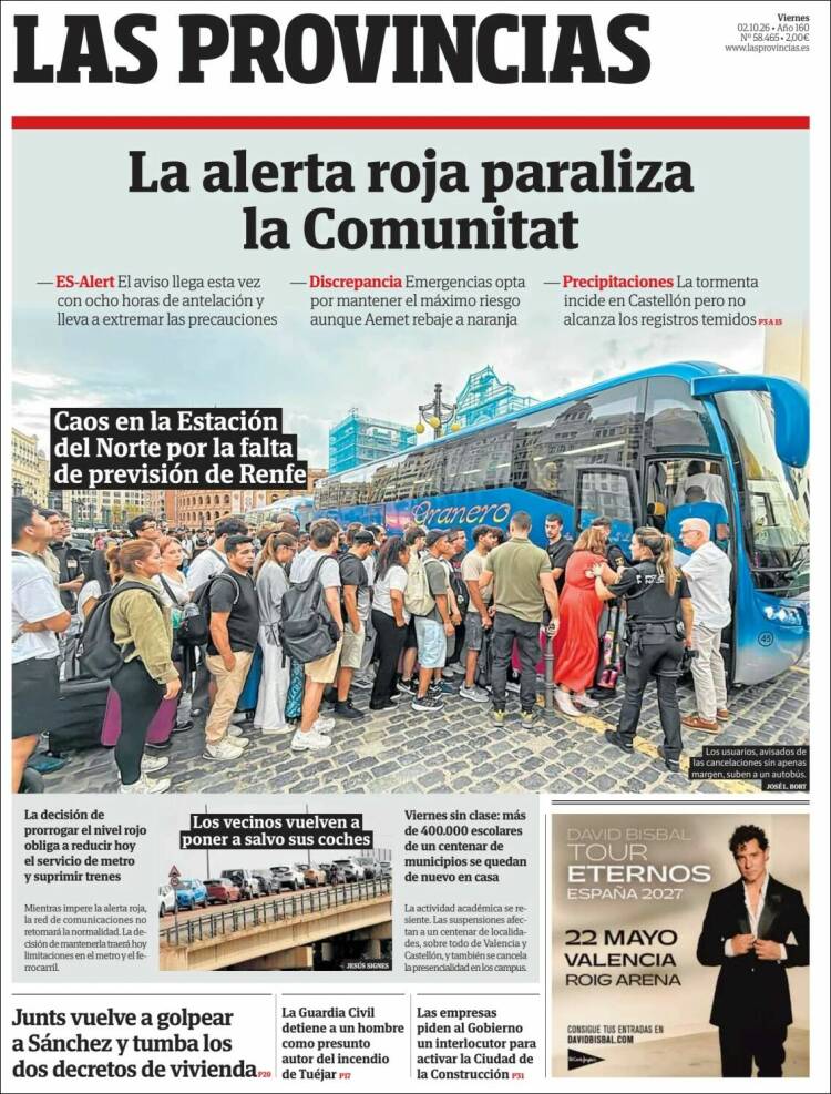 Portada de Las Provincias (Espa&ntilde;a)