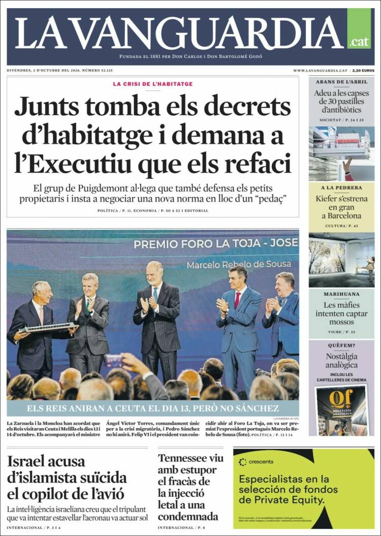 Portada de La Vanguardia (Espa&ntilde;a)