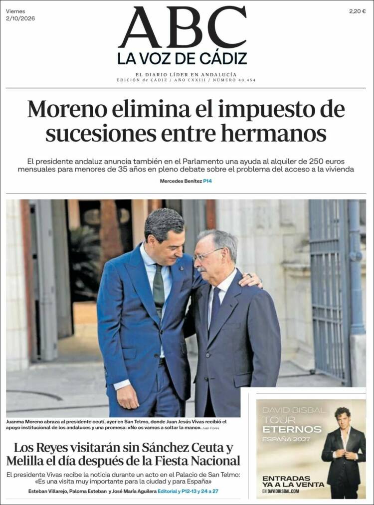 Portada de La Voz de Cádiz (Espa&ntilde;a)