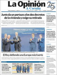 Portada de La Opinión de A Coruña (Espa&ntilde;a)