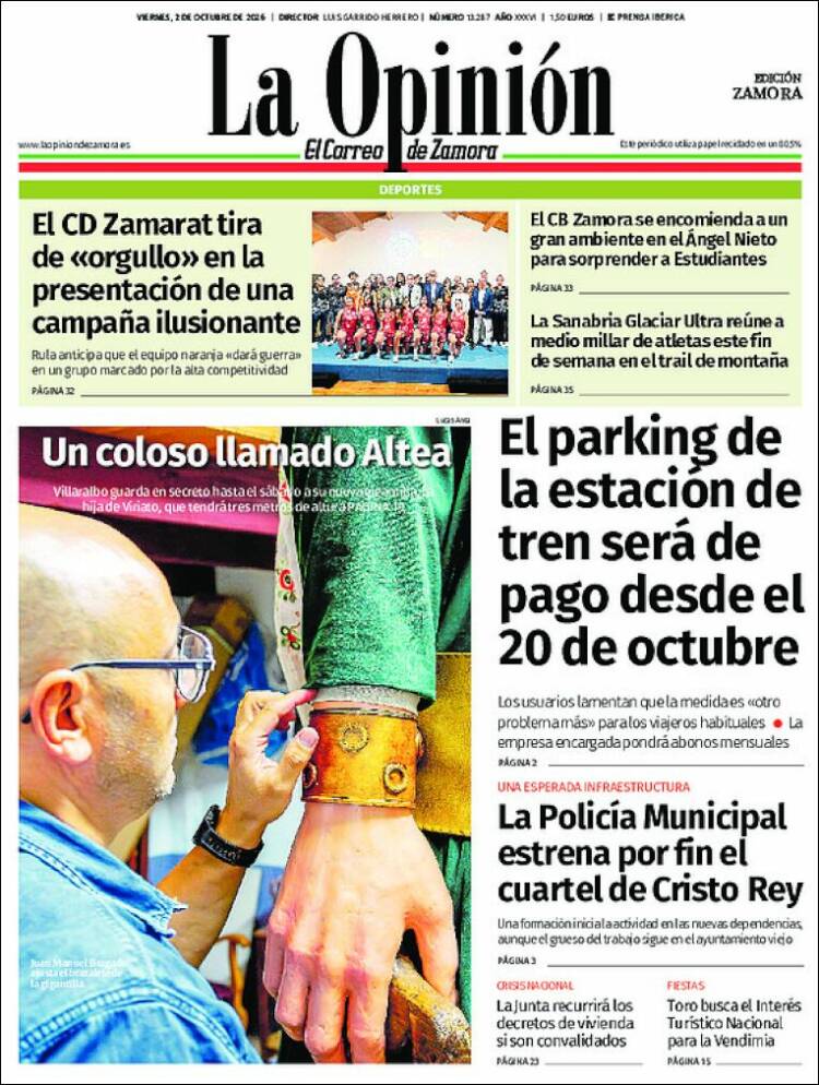 Portada de La Opinión - El Correo de Zamora (Espa&ntilde;a)