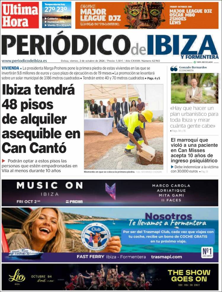 Portada de Periódico de Ibiza (Espa&ntilde;a)