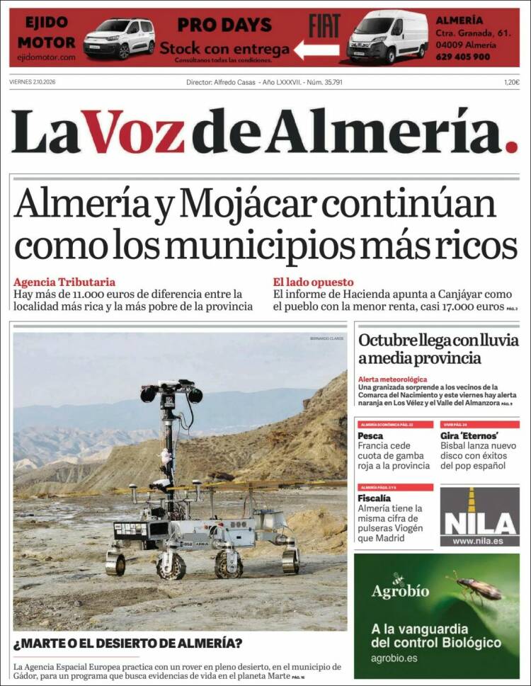 Portada de La Voz de Almería (Espa&ntilde;a)