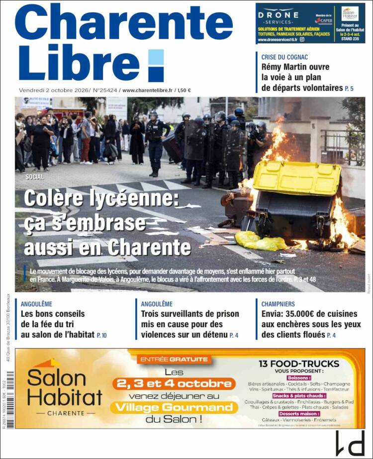 Portada de Charente Libre (Francia)