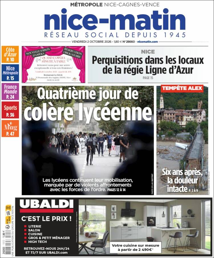 Portada de Nice-Matin (Francia)