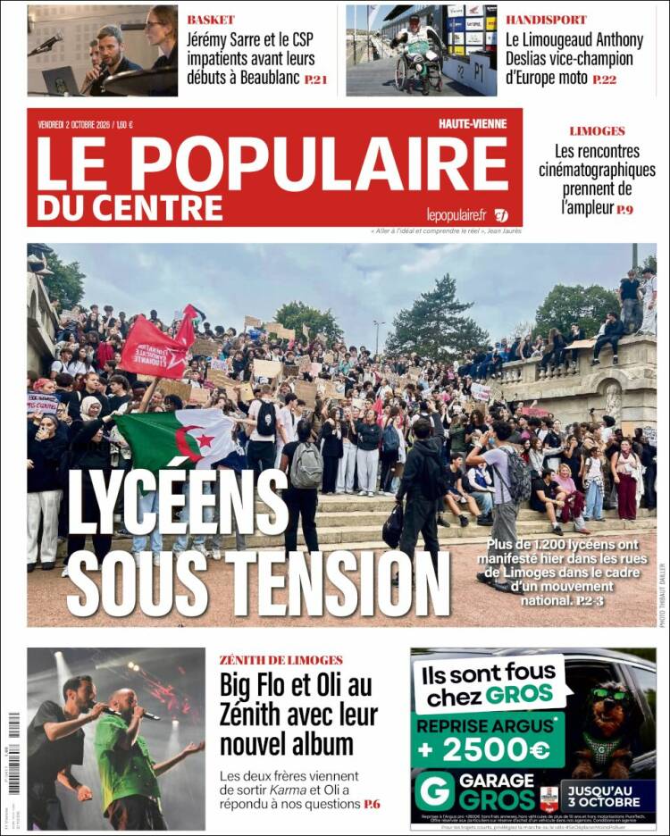 Portada de Le Populaire du Centre (Francia)