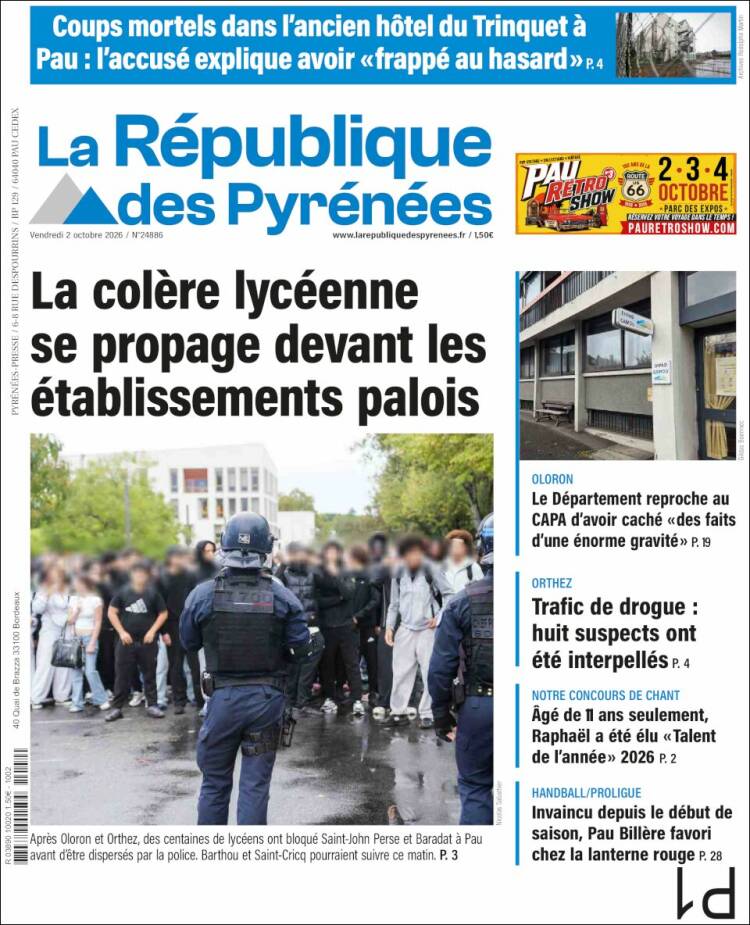 Portada de La République des Pyrénées (Francia)
