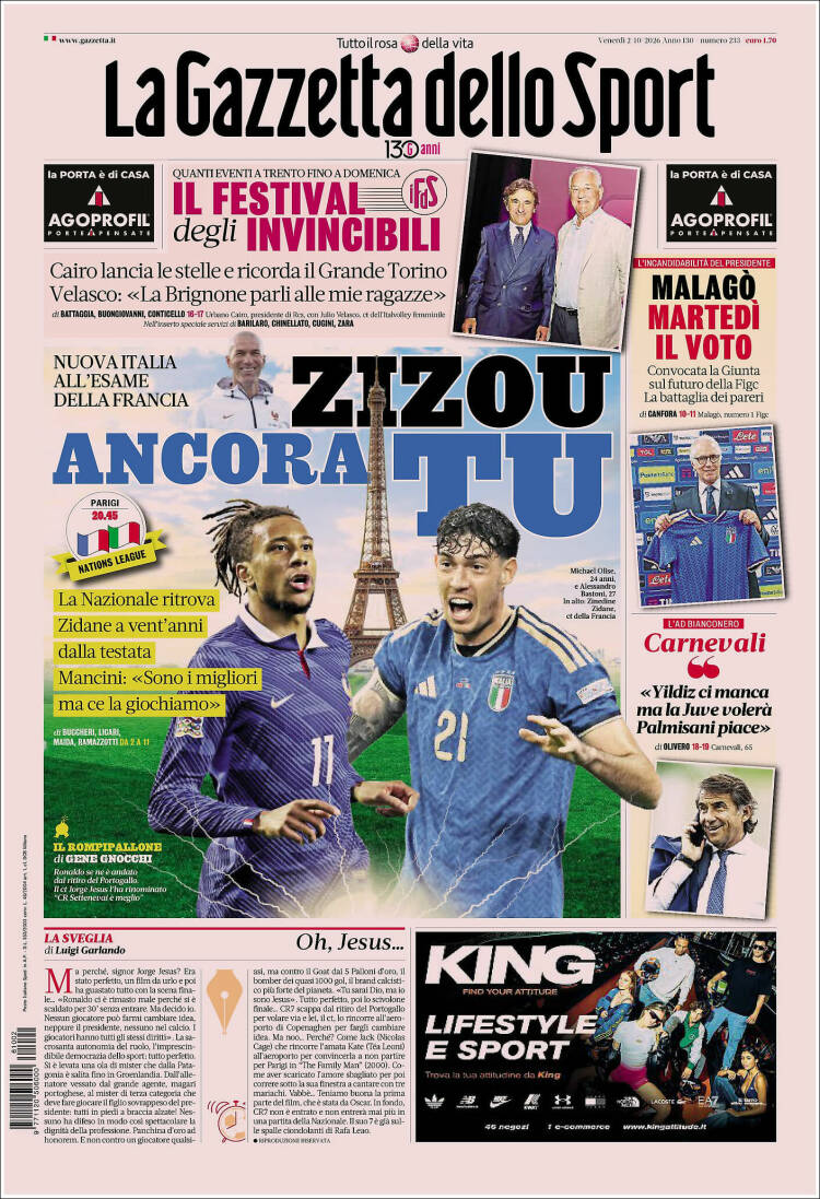 Portada de La Gazzetta dello Sport (Italia)