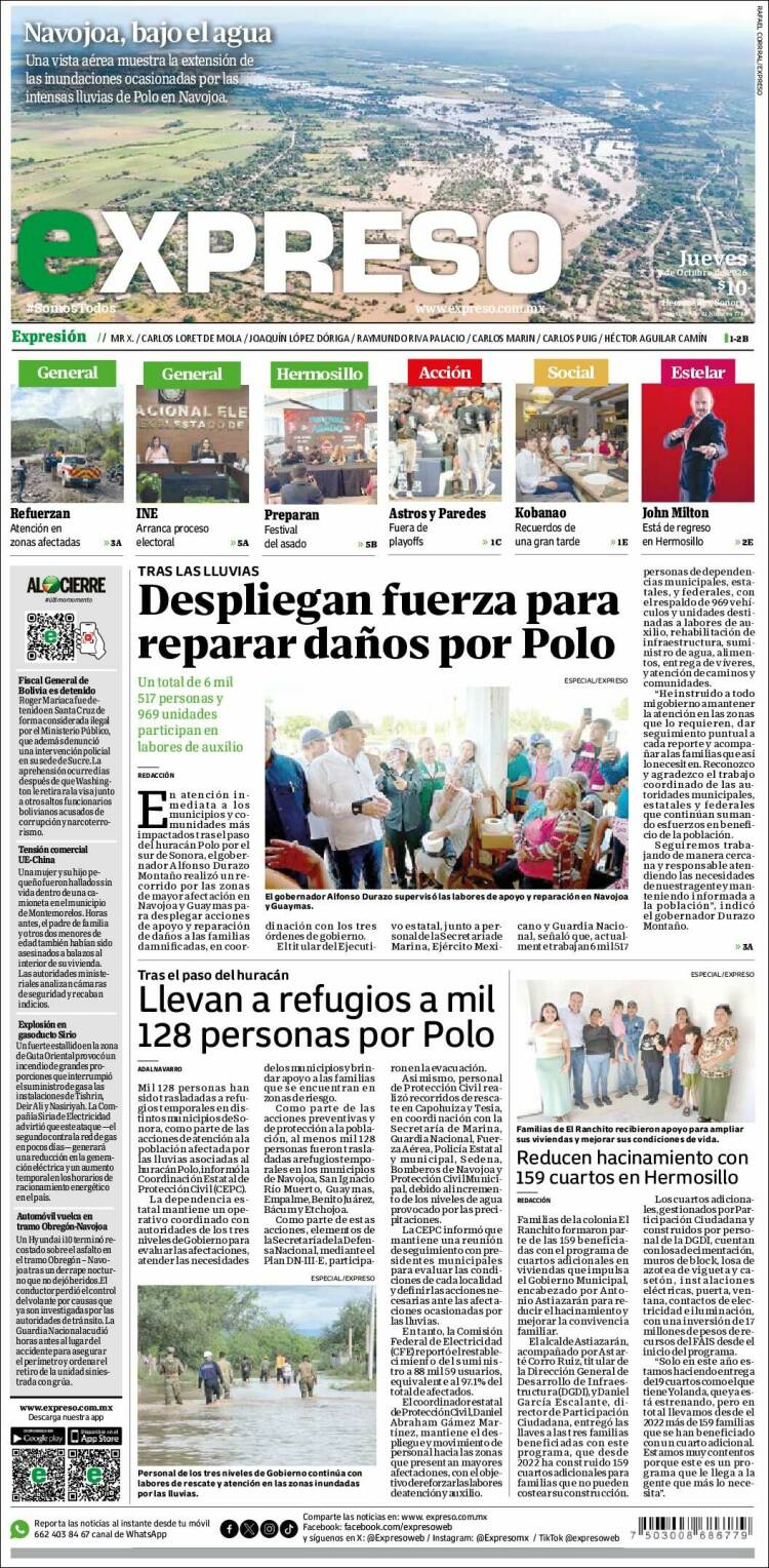 Portada de Expreso (M&eacute;xico)