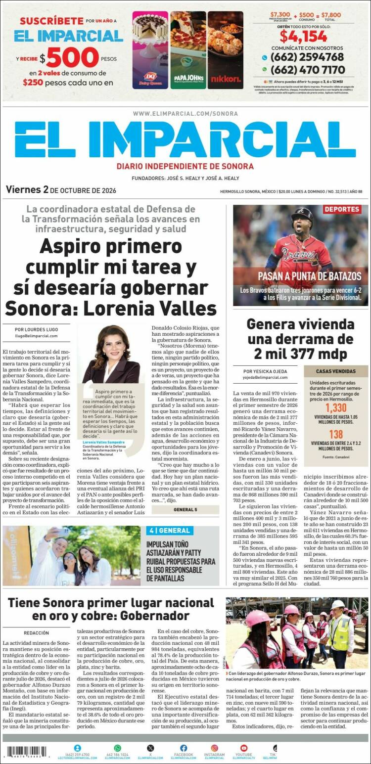 Portada de El Imparcial (M&eacute;xico)