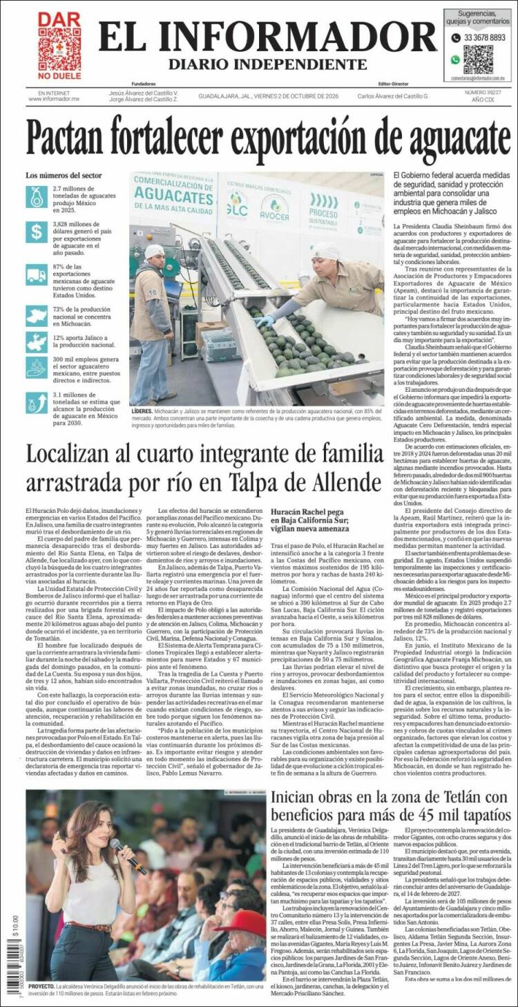 Portada de El Informador (M&eacute;xico)