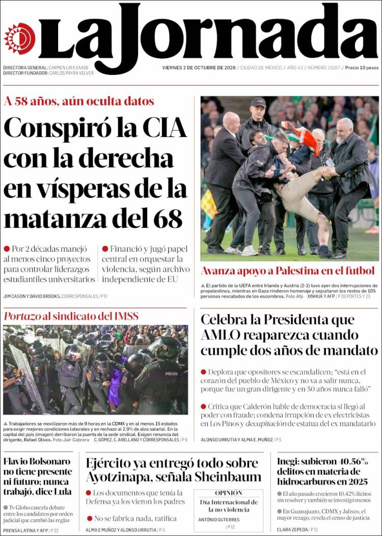 Portada de La Jornada (M&eacute;xico)